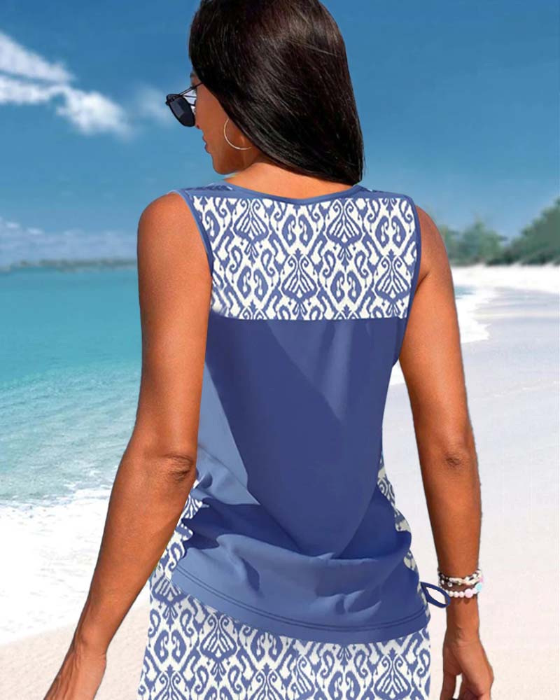 RADO | Tankini with geometric print and V-neck