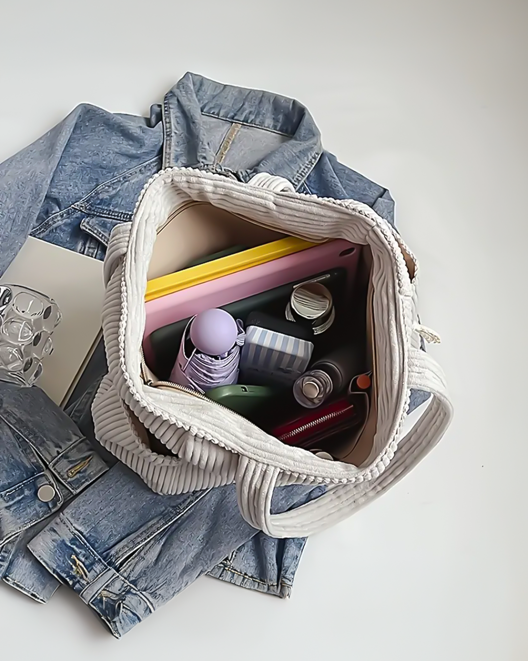 LUNA | Ribbed Bag with Two Side Pockets