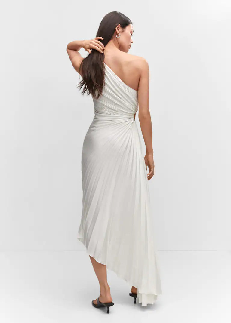 SYLVIANA | One-Shoulder Pleated Midi Dress