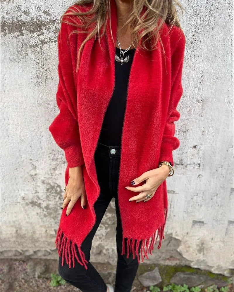 BILA | Long Sleeve Fringed Coat for Everyday Wear