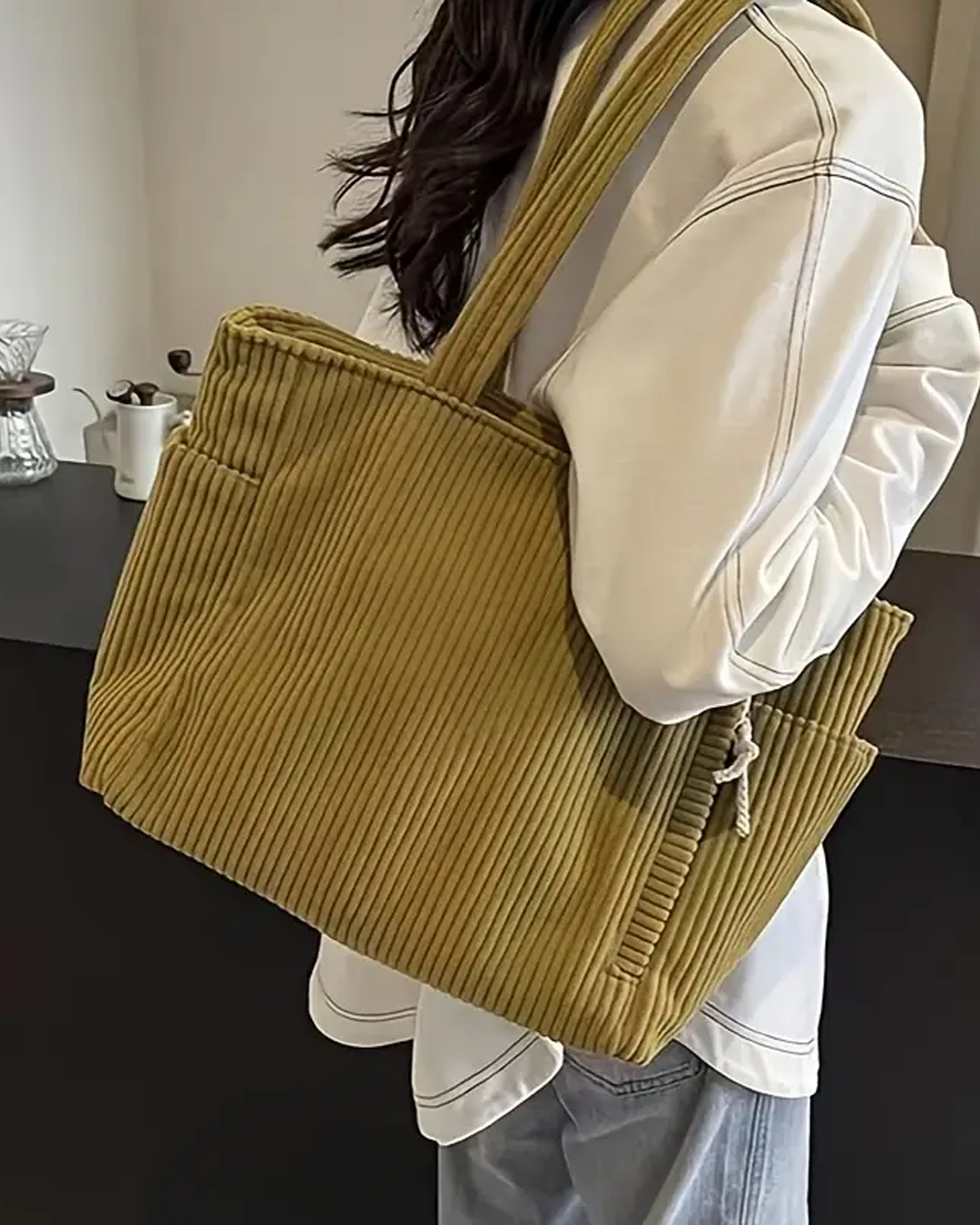 LUNA | Ribbed Bag with Two Side Pockets