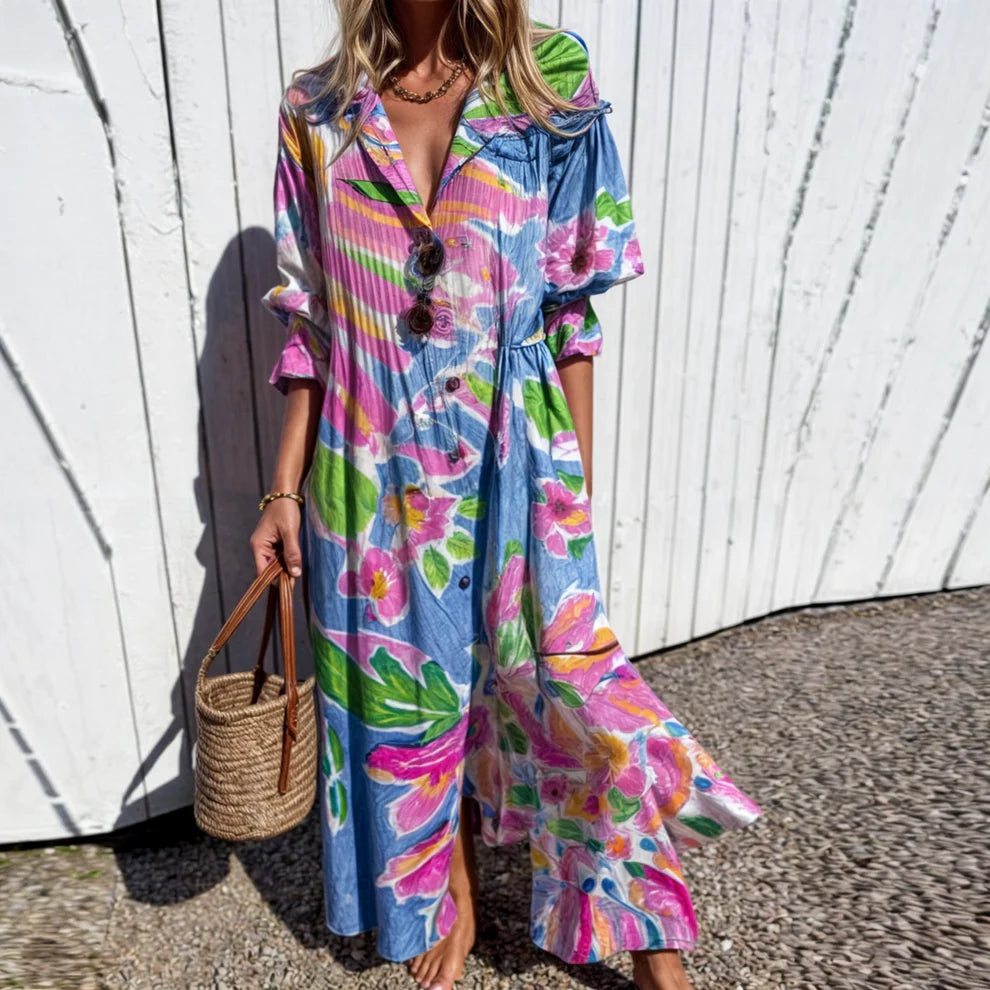 LAVA | Bohemian Puff Sleeve Maxi Dress