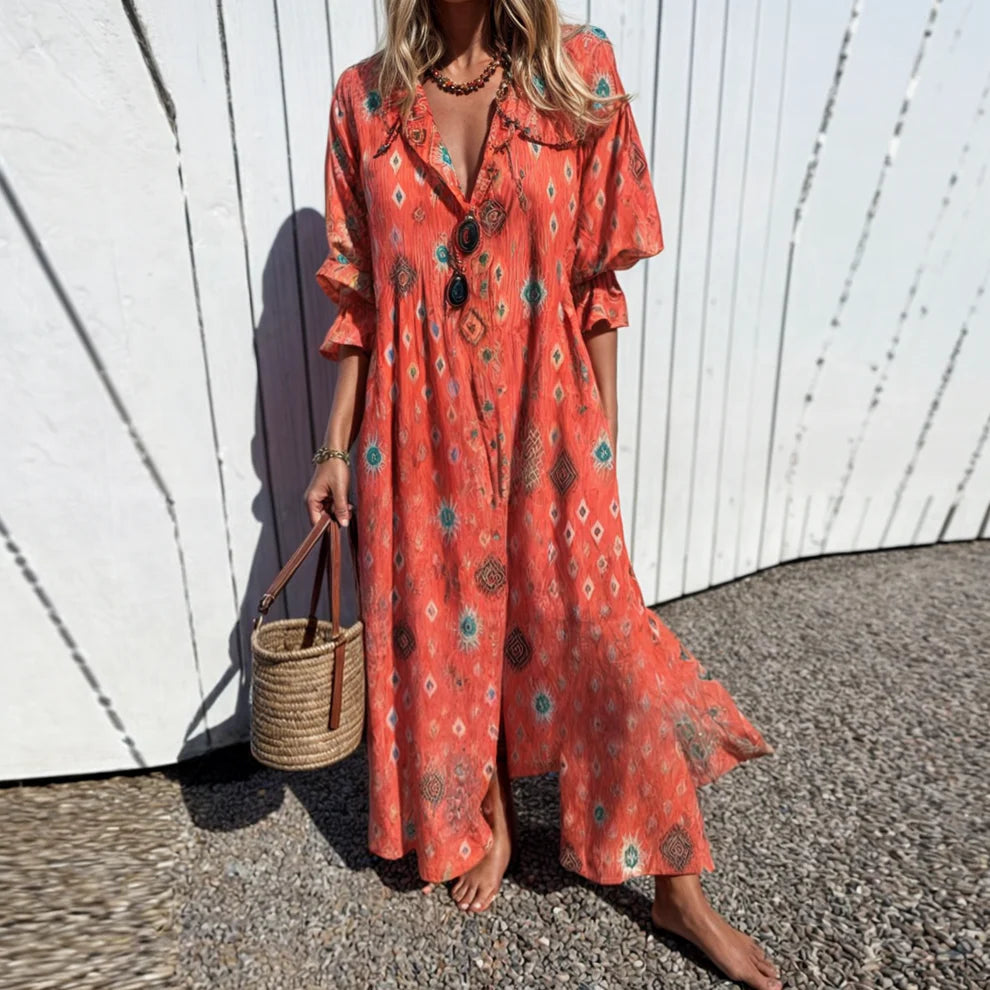 LAVA | Bohemian Puff Sleeve Maxi Dress