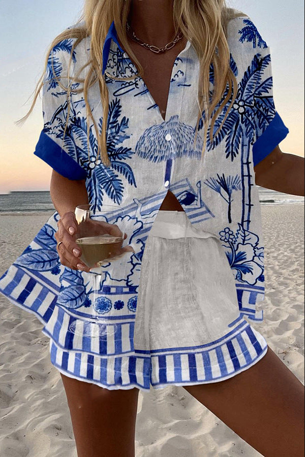 ZANIKA | Short Palm Print Suit