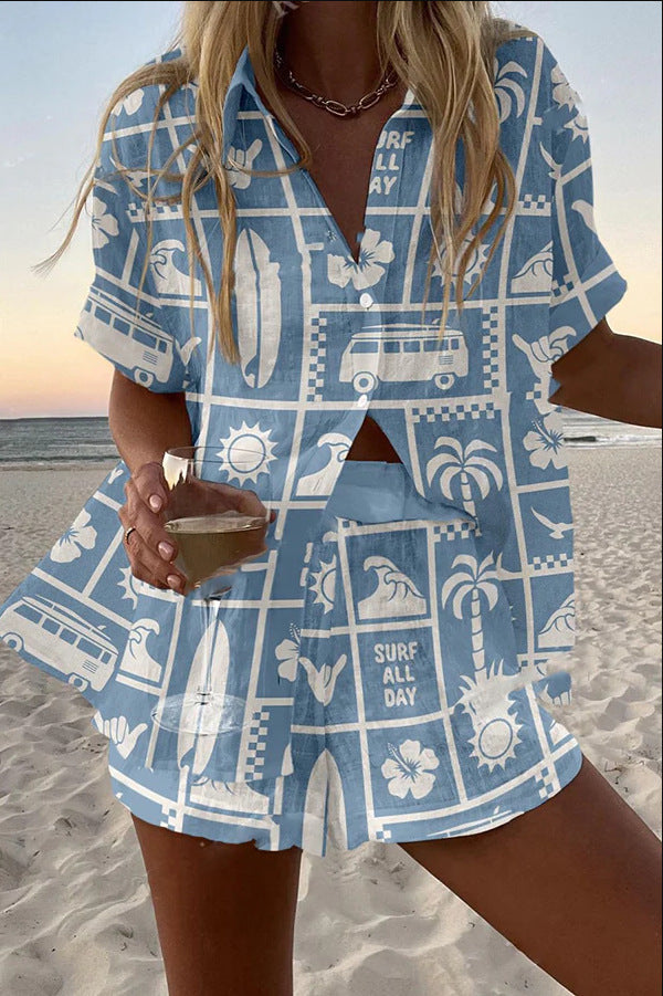 TRENARA | Short Suit with Caravan Print