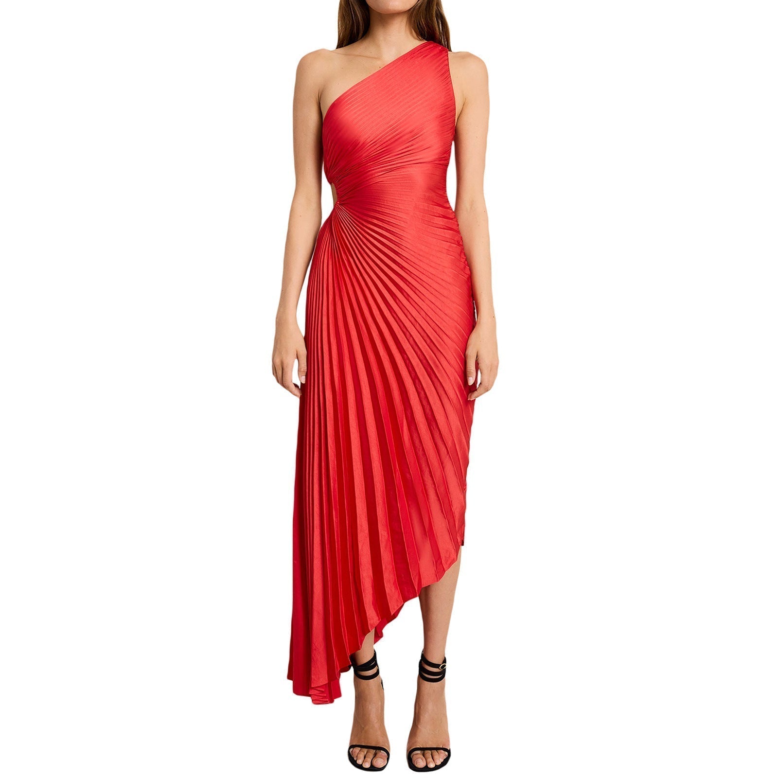 SYLVIANA | One-Shoulder Pleated Midi Dress