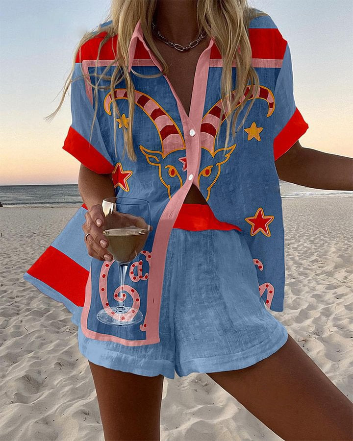 JORELLE | Short Suit with Goat Print