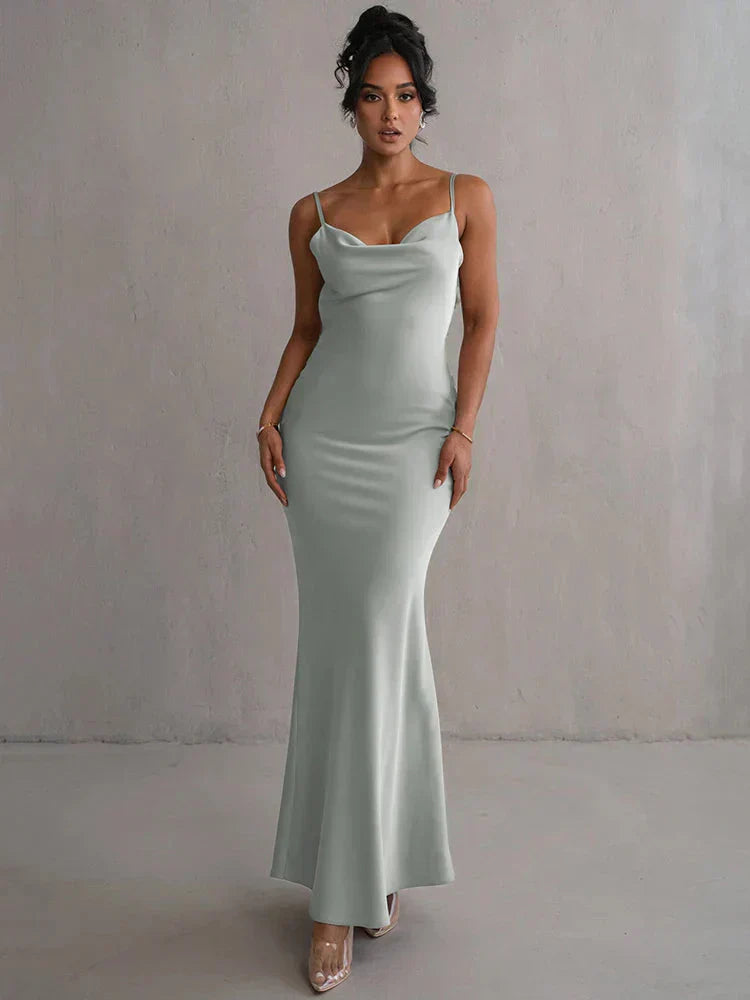 CASSIANE | Satin Dress with Flowers