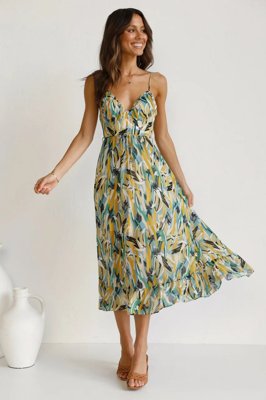 SILVIA | Airy Strap Dress with Print