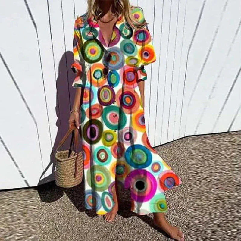 LAVA | Bohemian Puff Sleeve Maxi Dress