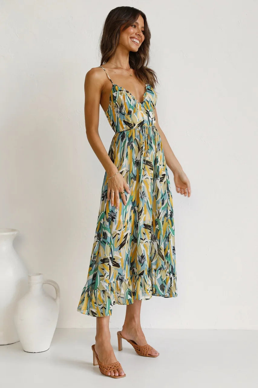 SILVIA | Airy Strap Dress with Print