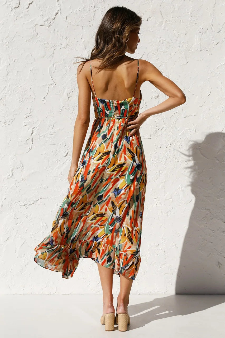 SILVIA | Airy Strap Dress with Print