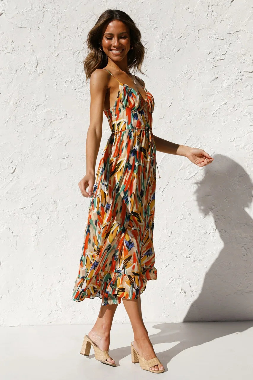 SILVIA | Airy Strap Dress with Print