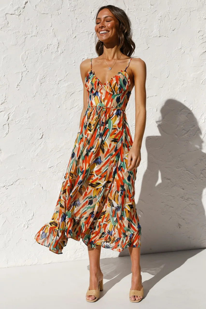 SILVIA | Airy Strap Dress with Print