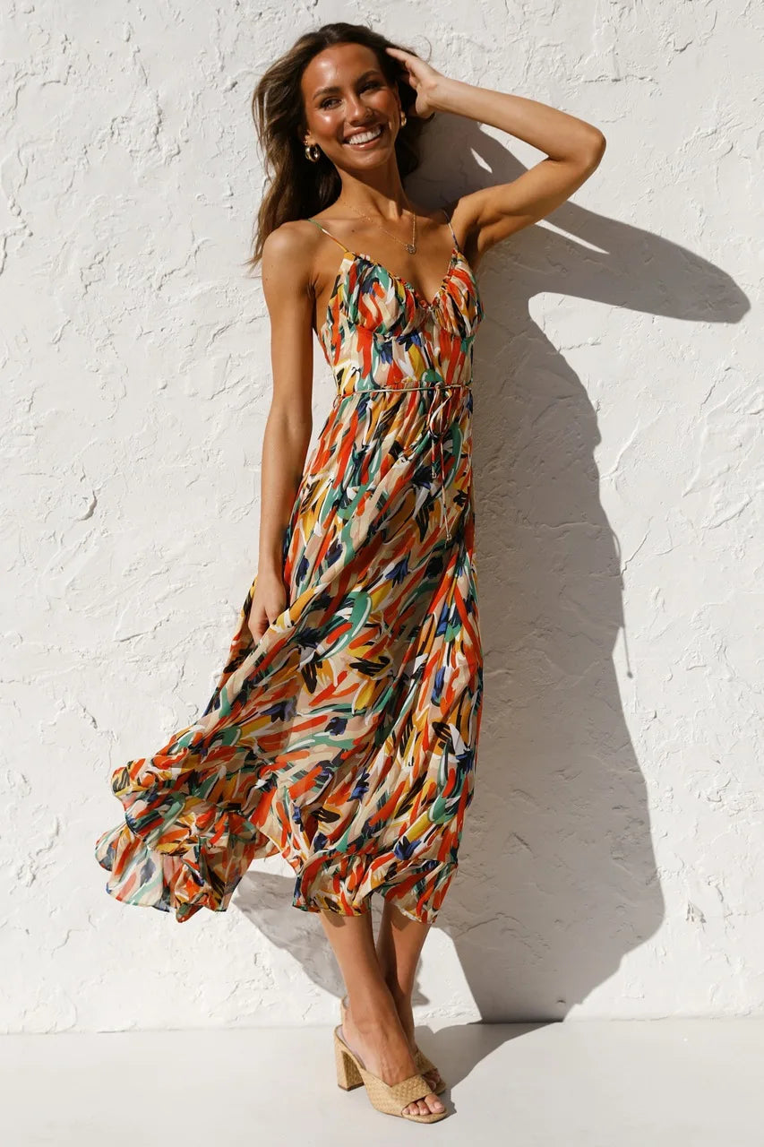 SILVIA | Airy Strap Dress with Print