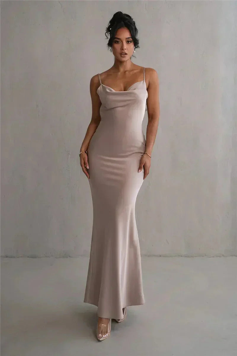 CASSIANE | Satin Dress with Flowers