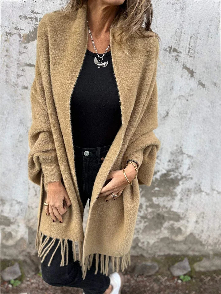 BILA | Long Sleeve Fringed Coat for Everyday Wear