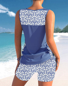 RADO | Tankini with geometric print and V-neck
