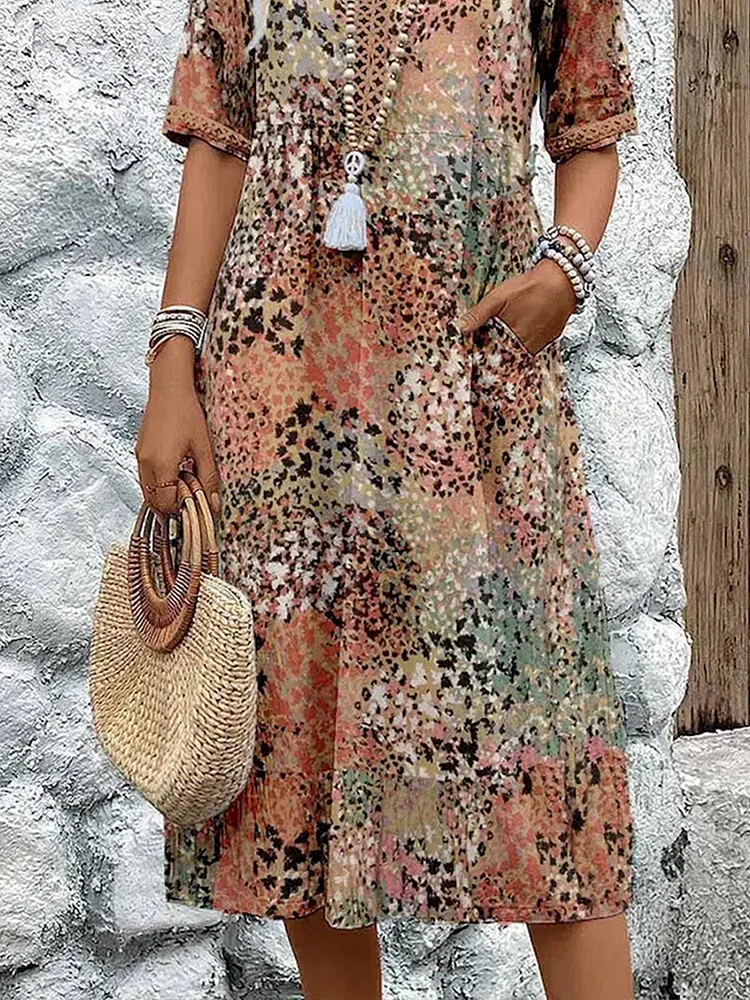 ELENA | Women's Vibrant Midi Dress With Pockets