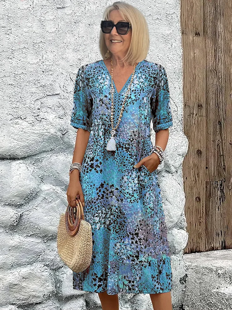 ELENA | Women's Vibrant Midi Dress With Pockets