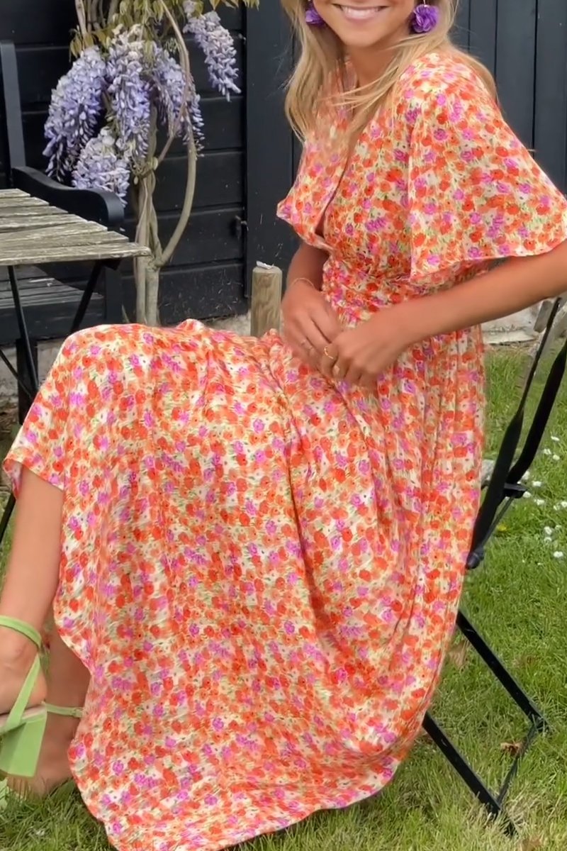 MYRA | Elegant Floral V-Neck Maxi Dress