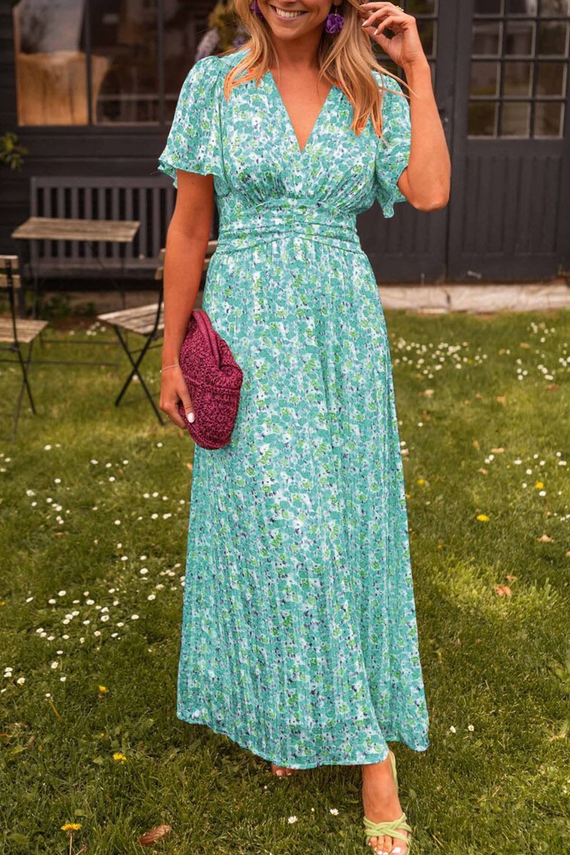 MYRA | Elegant Floral V-Neck Maxi Dress