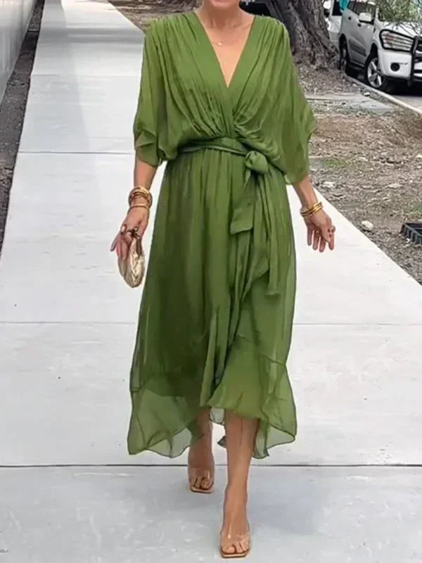 MARTA | Stylish and Elegant Chiffon Dress with V-Neck