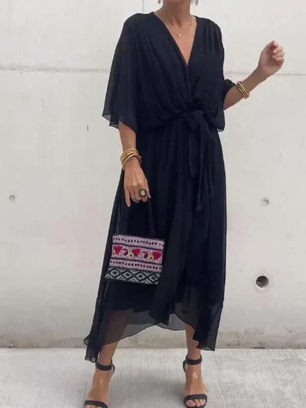MARTA | Stylish and Elegant Chiffon Dress with V-Neck