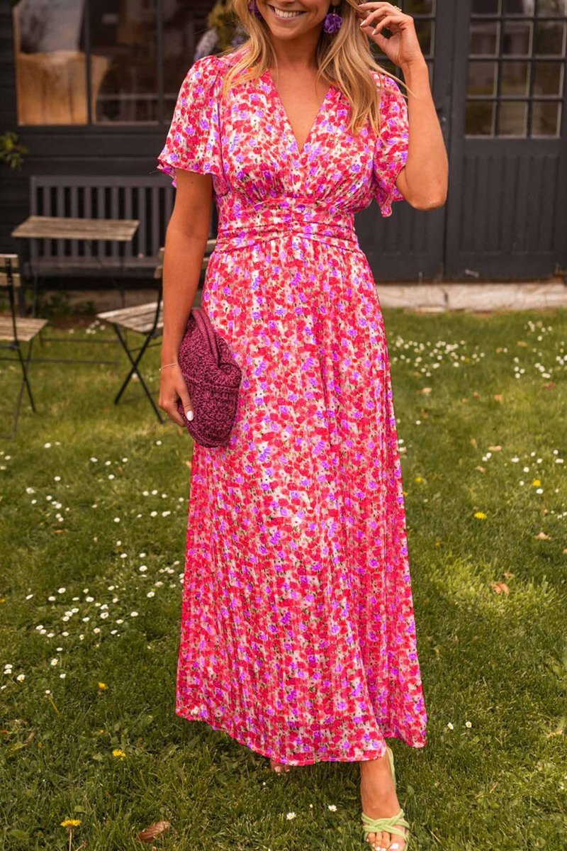 MYRA | Elegant Floral V-Neck Maxi Dress