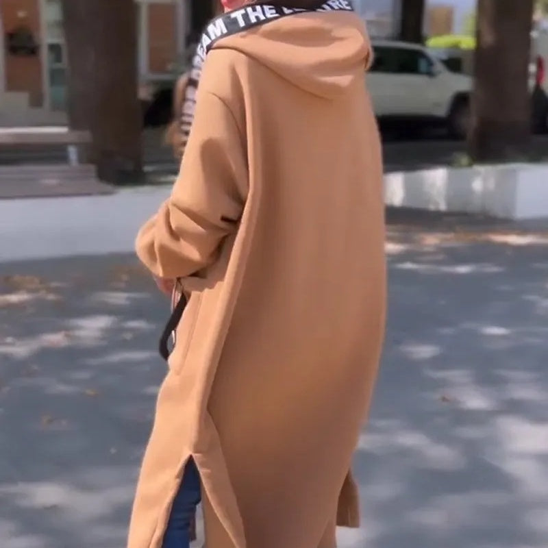 LOUISA | Casual Long Women's Coat with Open Front