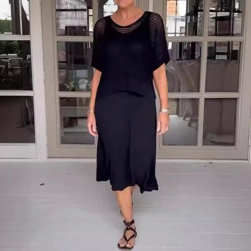 KARINA | Summer set with a breathable top and midi dress