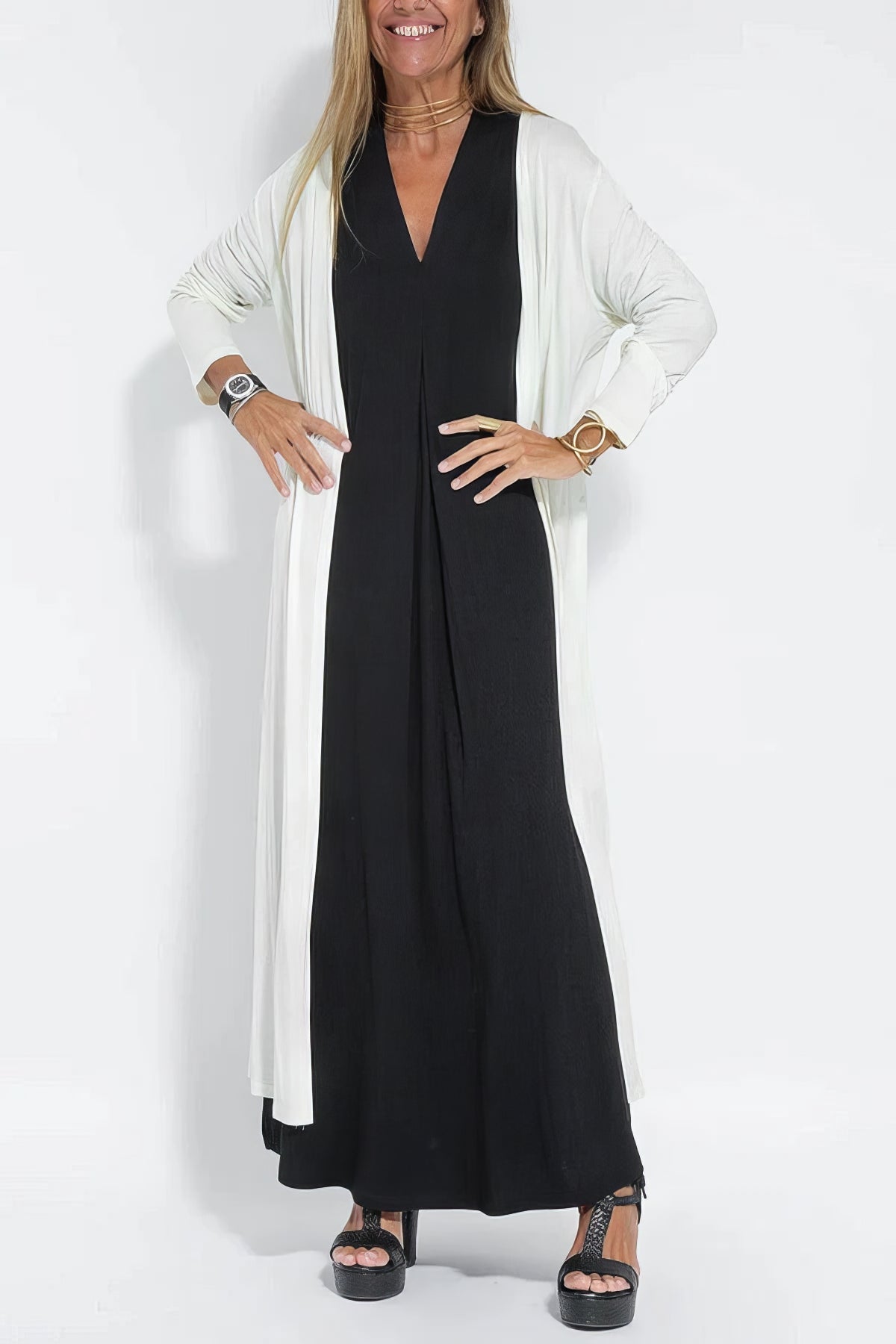 BEATRIZ | Elegant Long Dress with Optional Cardigan