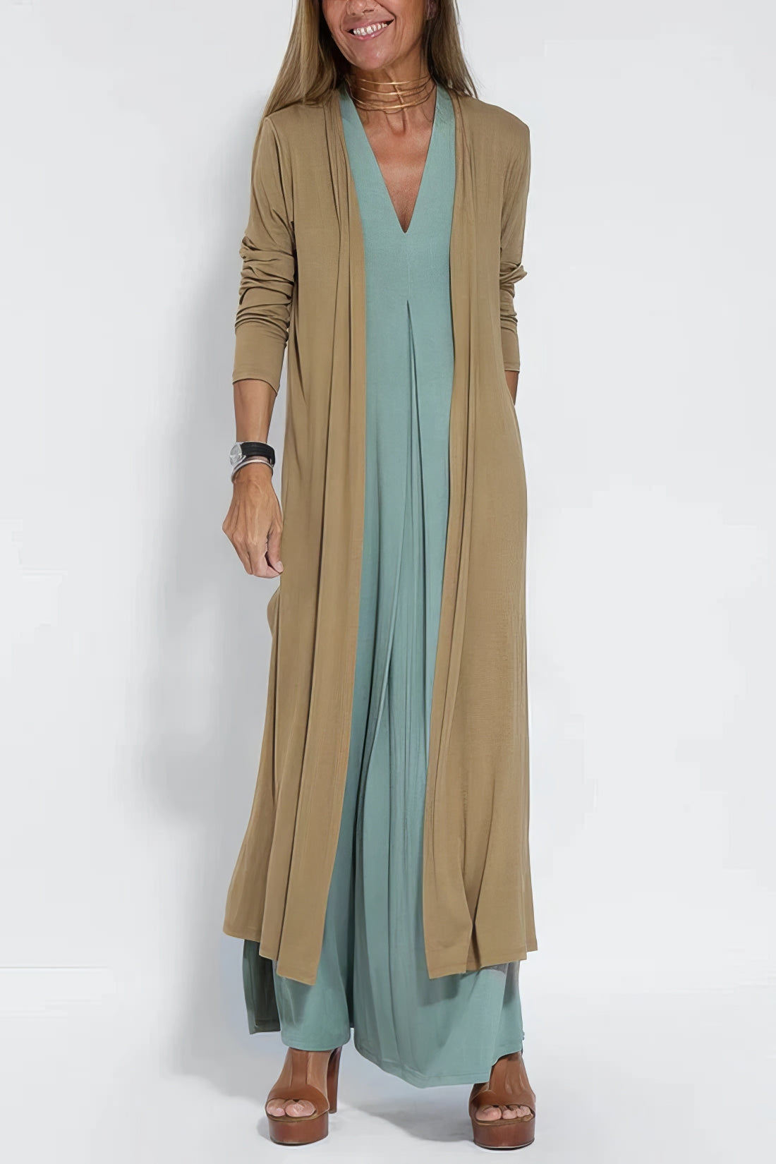 BEATRIZ | Elegant Long Dress with Optional Cardigan